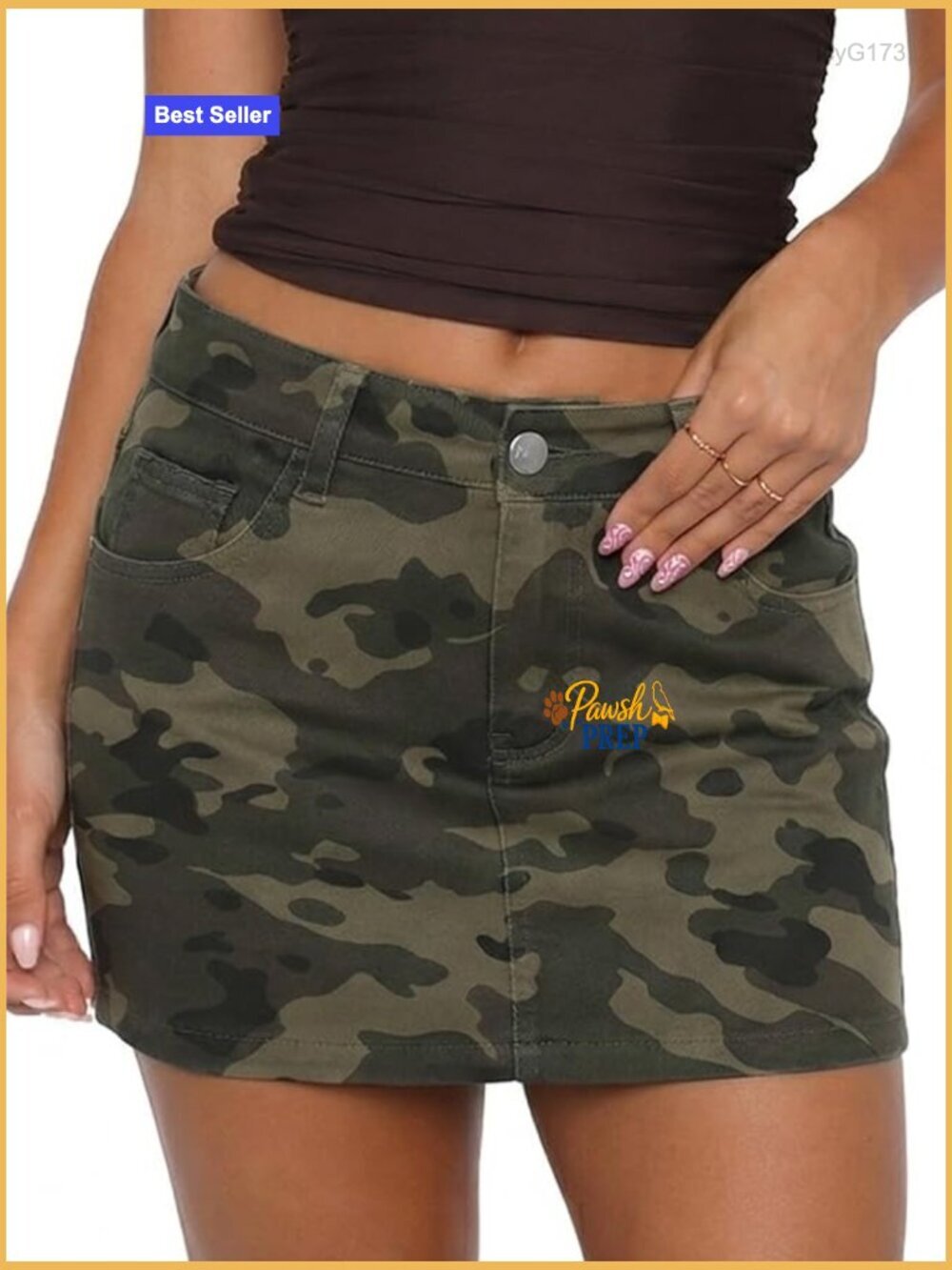 High Stretch Low Rise Bodycon Denim Mini Skirt with Pockets